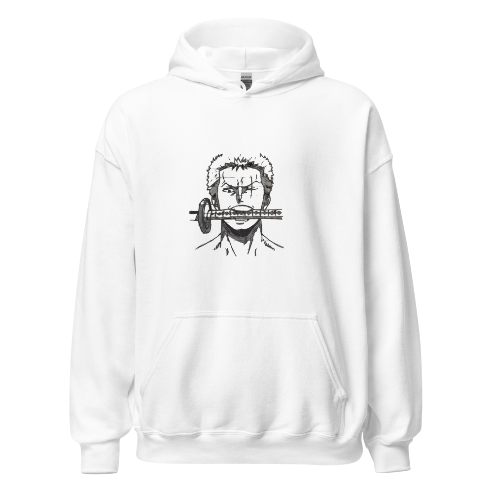 Anime Swordsman White Heavy Blend Hoodie thumbnail 2