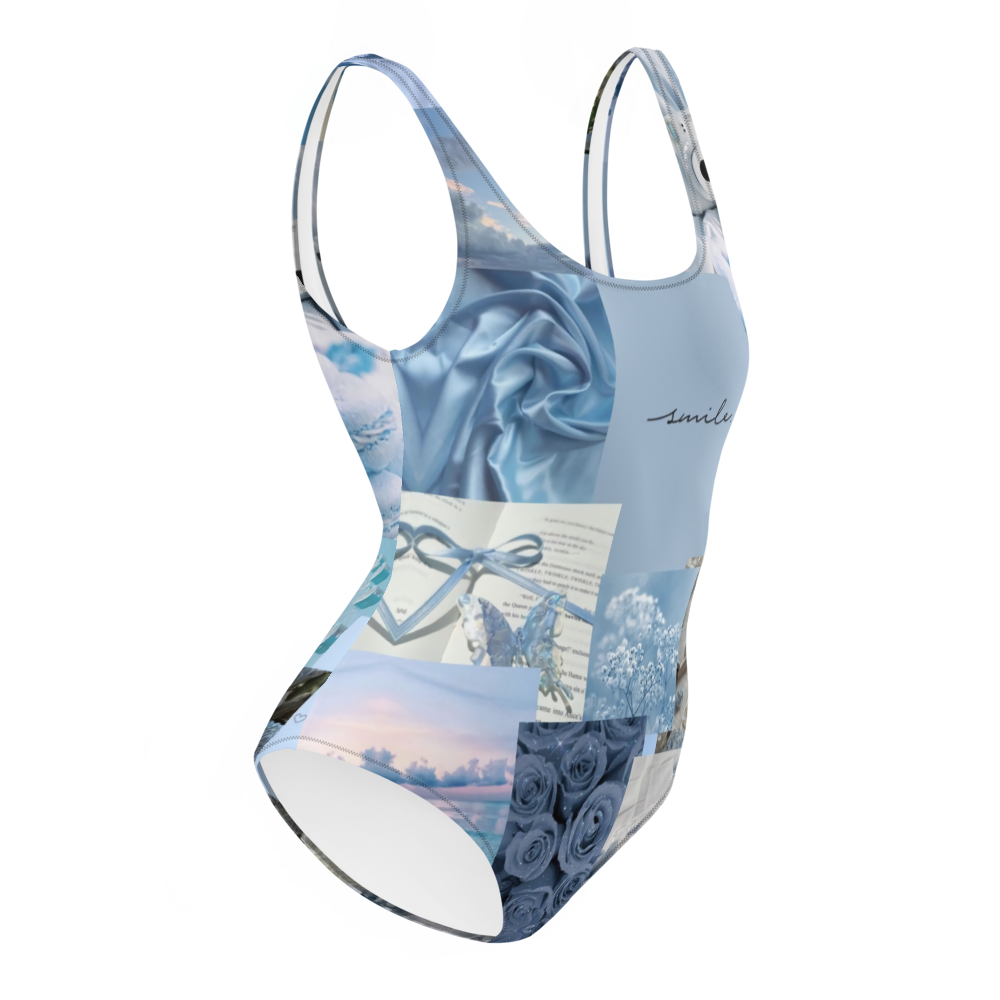 Aesthetic Blue💙🌊Collage One-Piece Swimsuit thumbnail 2