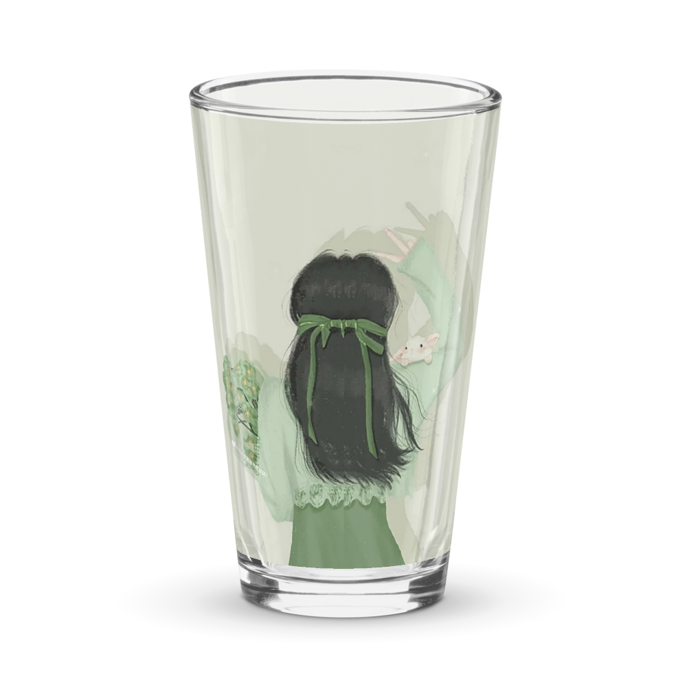 Sage Green Anime Girl Pint Glass 16oz thumbnail 2