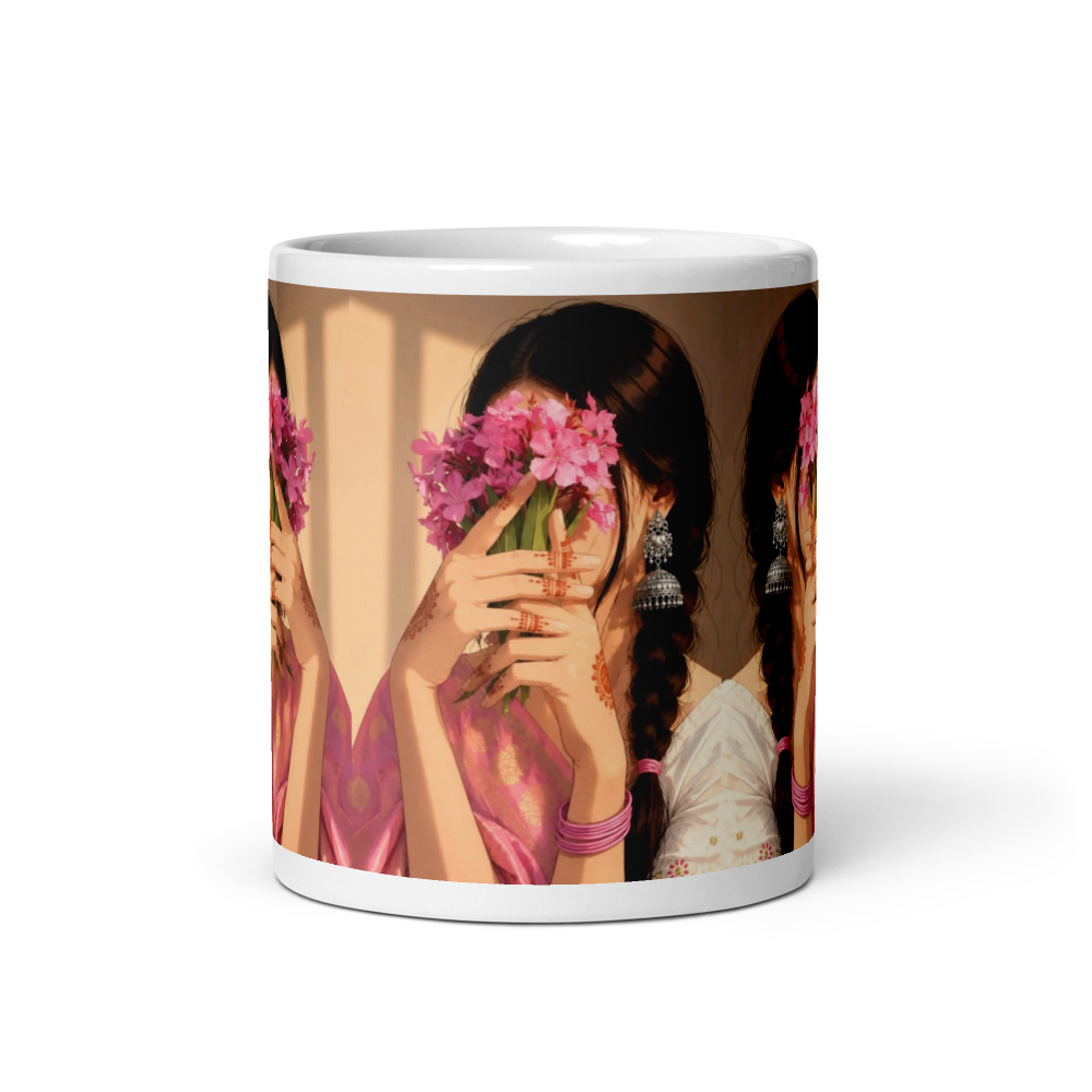 Floral Girl🌸 White Glossy Mug 11oz thumbnail 3