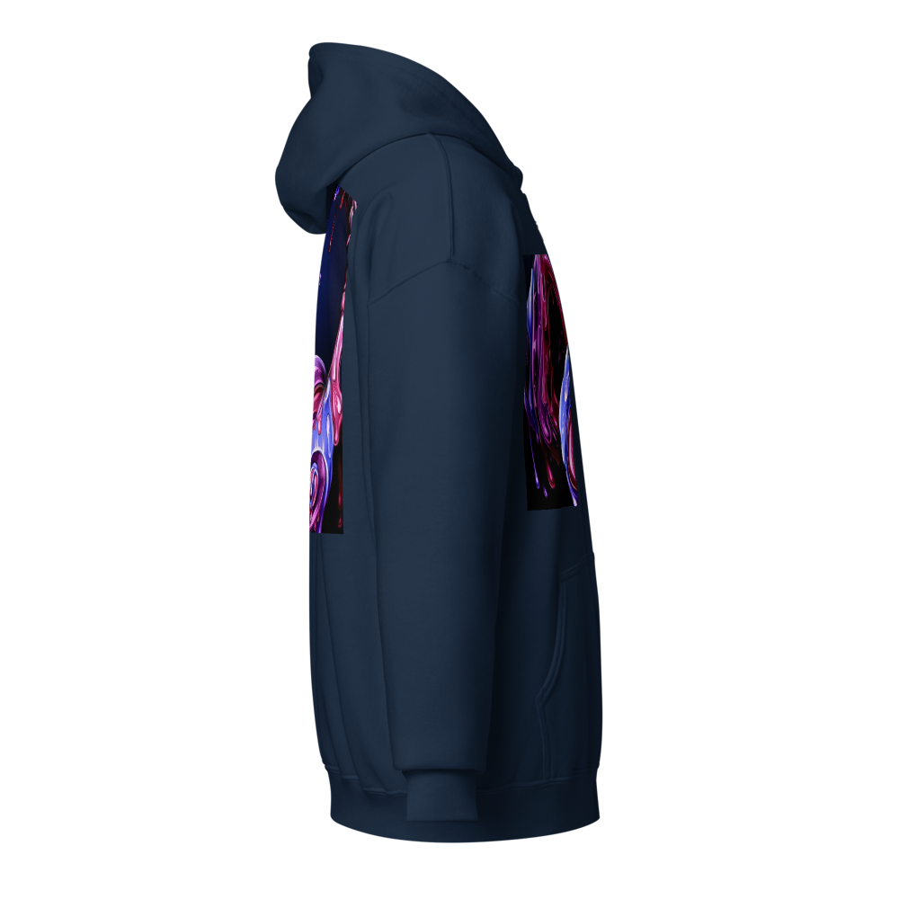 Abstract Graphic Heavy Zip Hoodie - Navy Blue  thumbnail 4