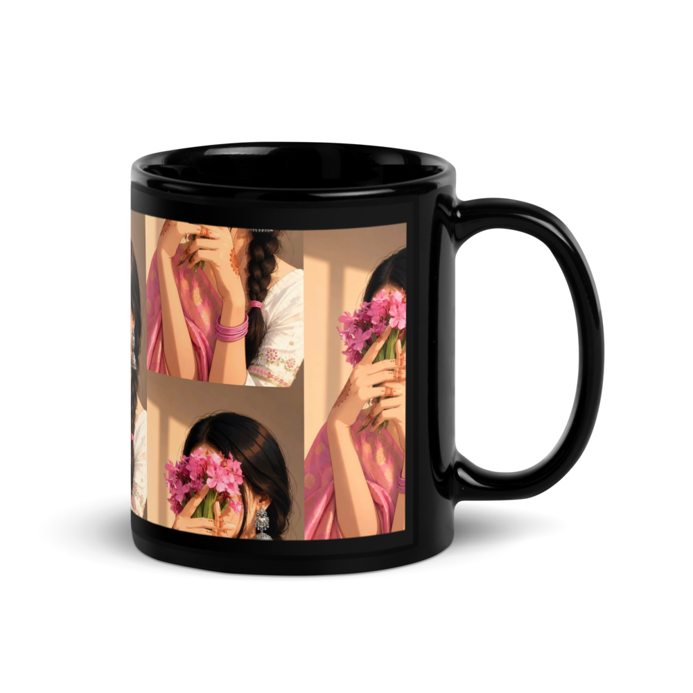 Floral Girl Black🖤 Glossy Mug 11oz thumbnail 2