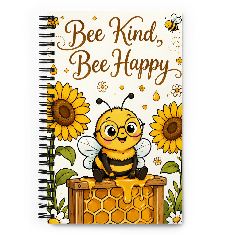 Bee Happy Coloring-Style Notebook – Sunflower Hone