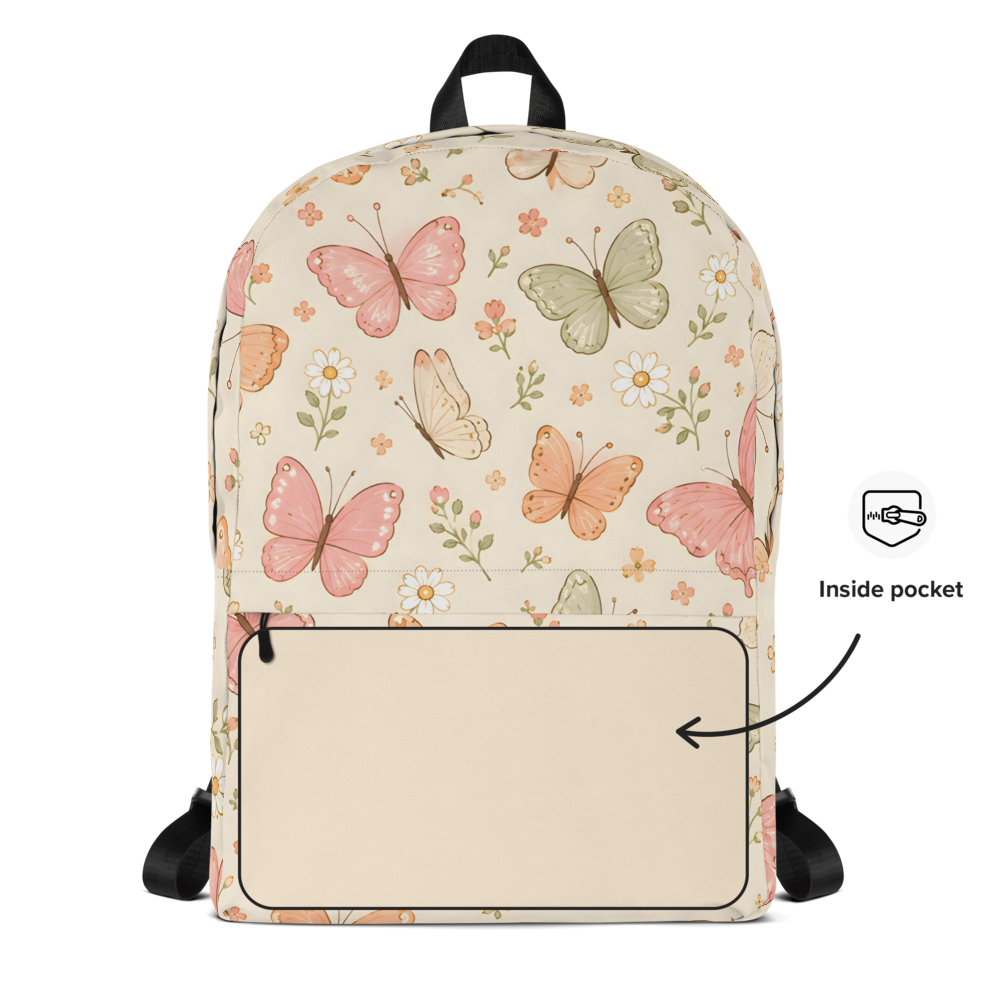 Pastel Butterfly Garden All-Over Print Backpack thumbnail 4