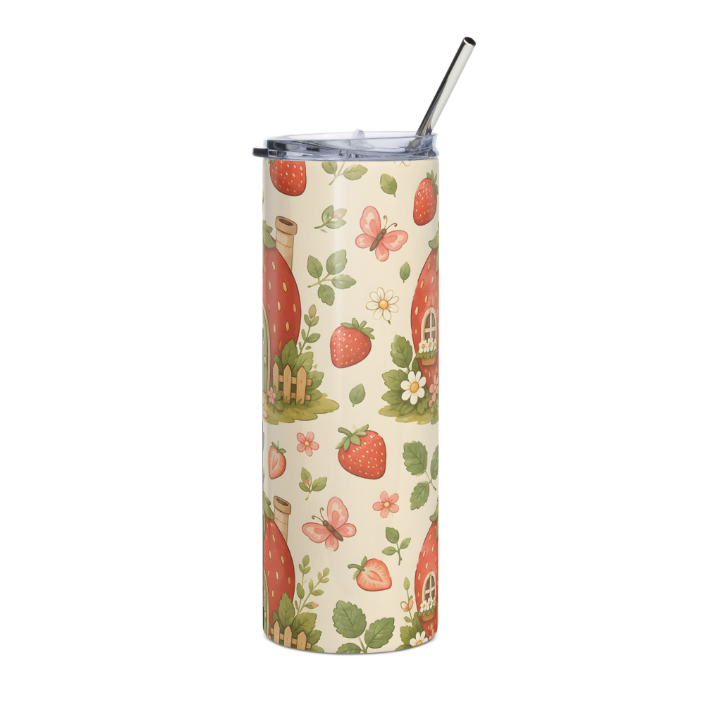Strawberry Cottage Skinny Tumbler with Straw thumbnail 3