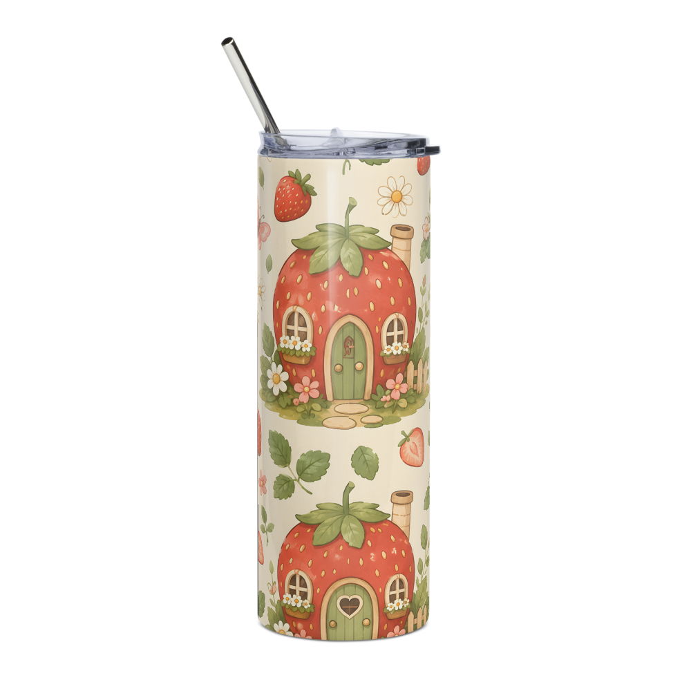 Strawberry Cottage Skinny Tumbler with Straw thumbnail 2