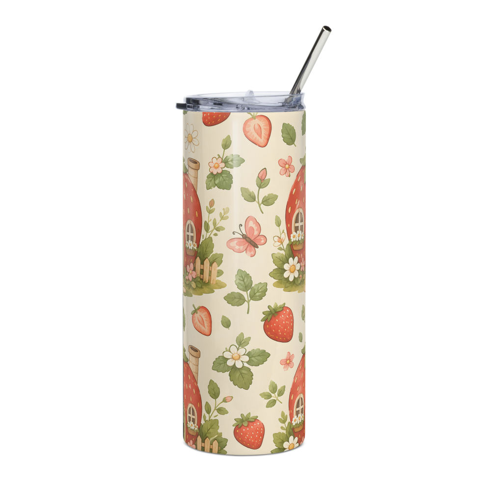 Strawberry Cottage Skinny Tumbler with Straw thumbnail 4