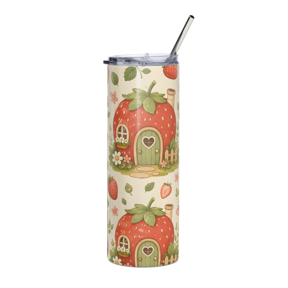 Strawberry Cottage Skinny Tumbler with Straw