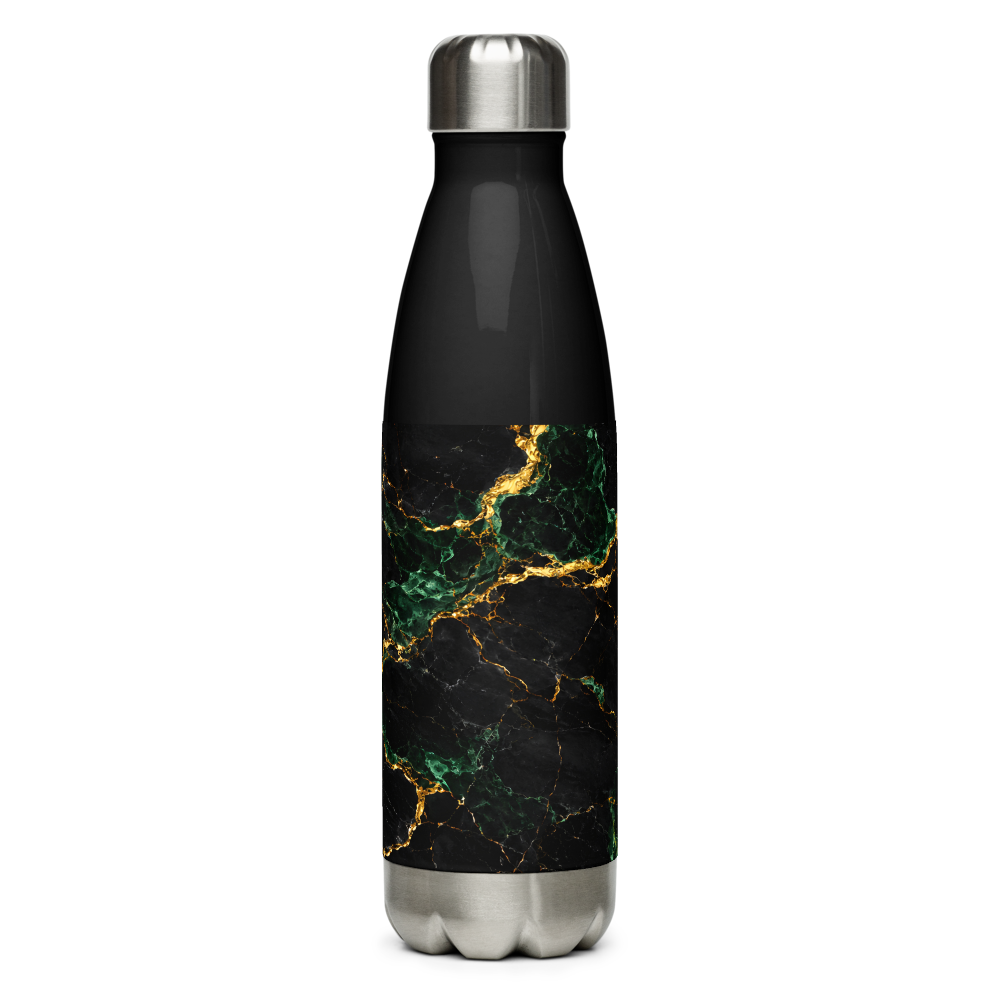 Black Gold Marble Stainless Steel Water Bottle thumbnail 2