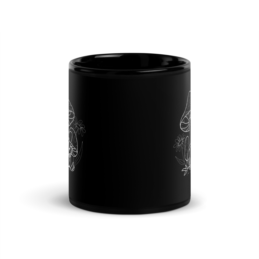 Cute Aesthetic Mushroom black Mug thumbnail 3