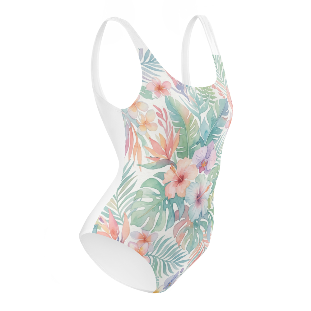 Tropical Paradise Watercolor Floral Yoga Leggings thumbnail 2