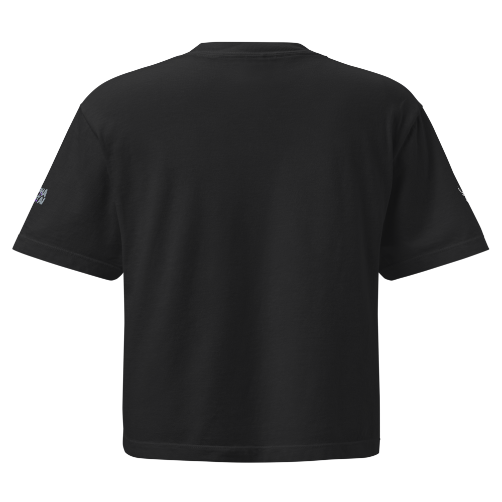 Alpha Print Women Boxy Black Graphic Streetwear Te thumbnail 2