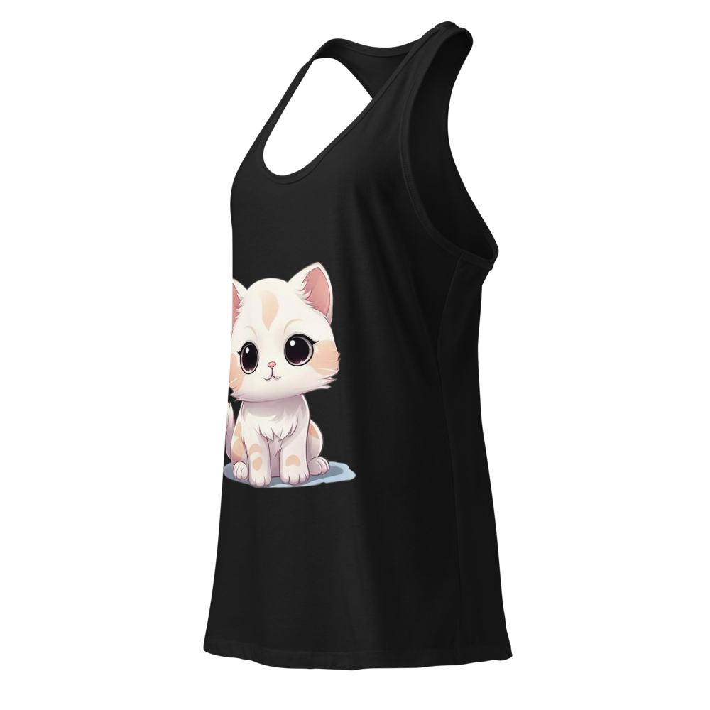 Alpha Print Women Cute Cat Graphic Racerback Tank thumbnail 3