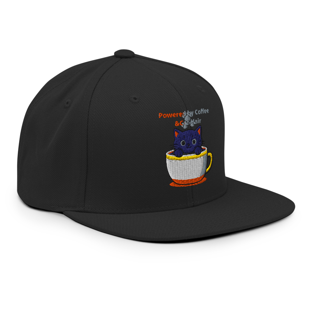 Alpha Print AI Cute Cat Coffee Snapback Cap thumbnail 4