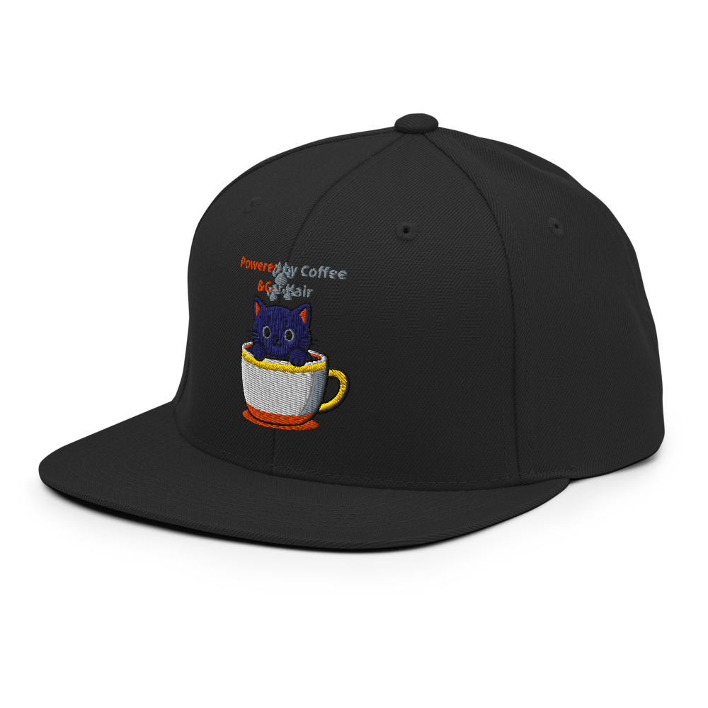 Alpha Print AI Cute Cat Coffee Snapback Cap thumbnail 3