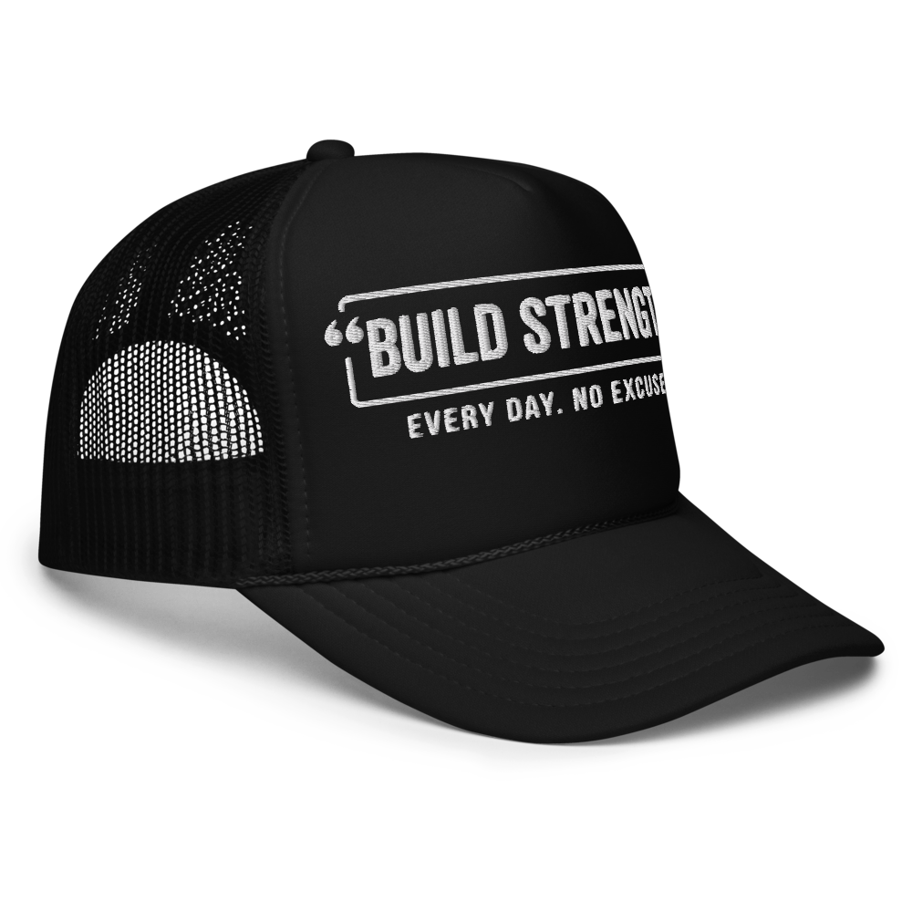 "Build Strength" Gym Trucker Hat (Black) thumbnail 3