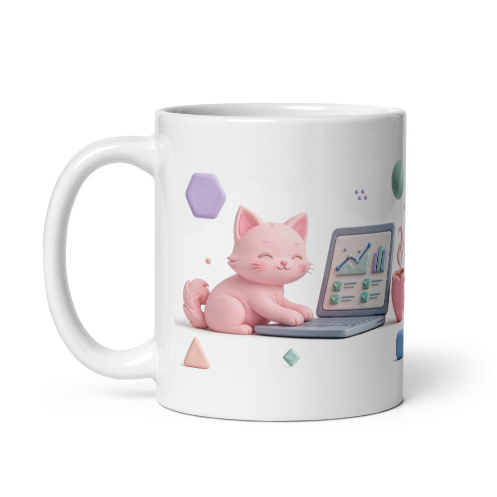 3D Cozy Office Cat - Pastel Workspace Mug thumbnail 2