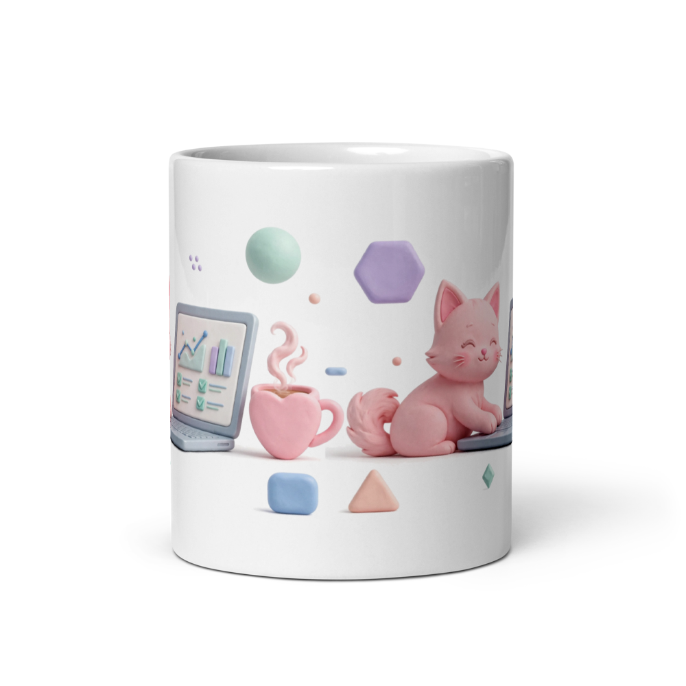 3D Cozy Office Cat - Pastel Workspace Mug thumbnail 3
