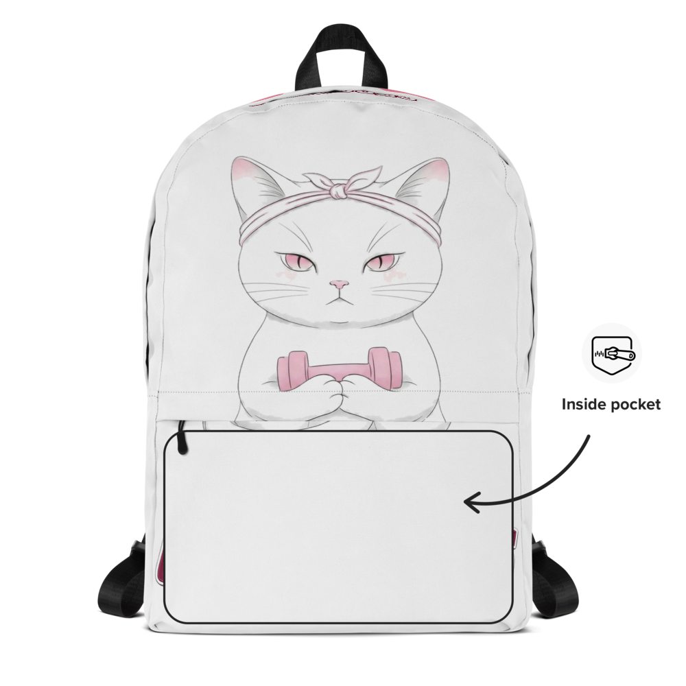"9 Lives, 0 Excuses" Premium Gym & School Backpack thumbnail 4