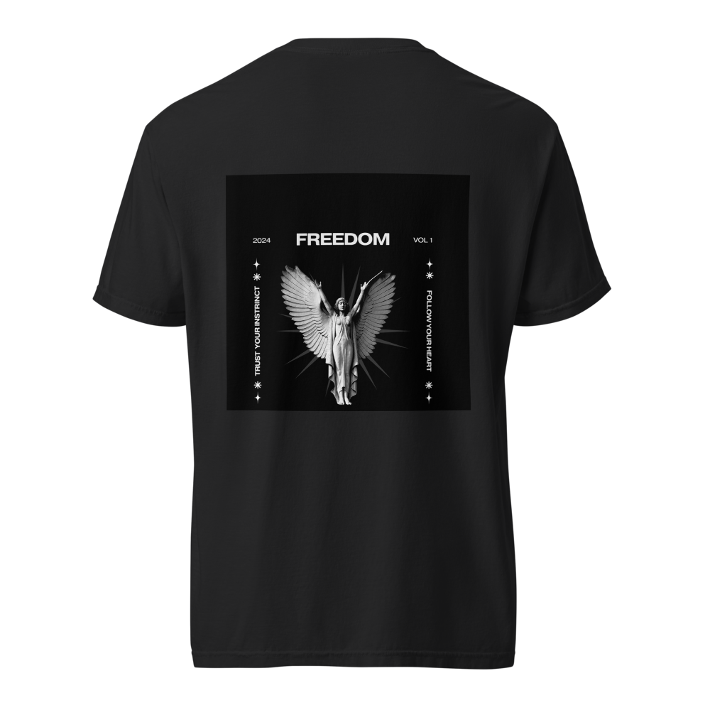 Freedom Angel Wings Black White T-Shirt thumbnail 4