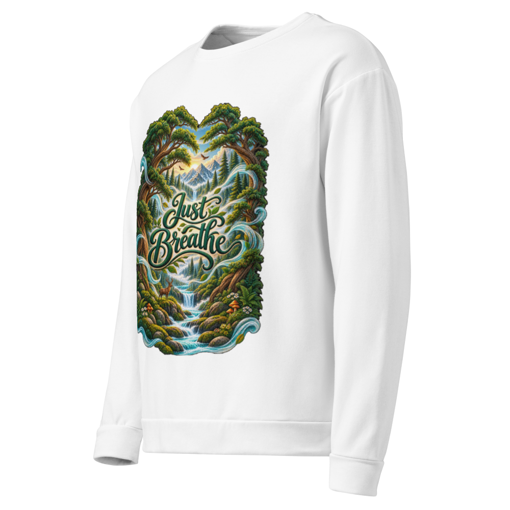 just breathe misty forest unisex sweatshirt  thumbnail 3