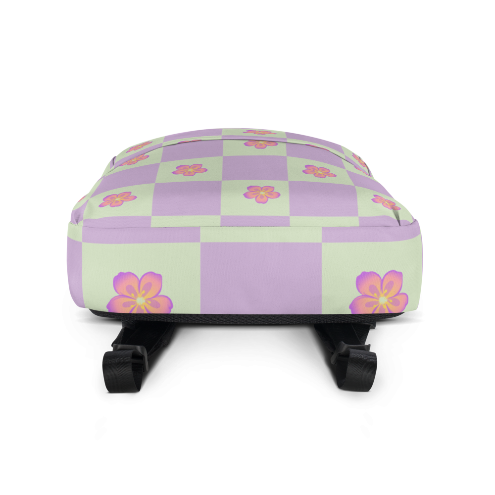 💜Lavender Floral Checkerboard Backpack🎒 thumbnail 5