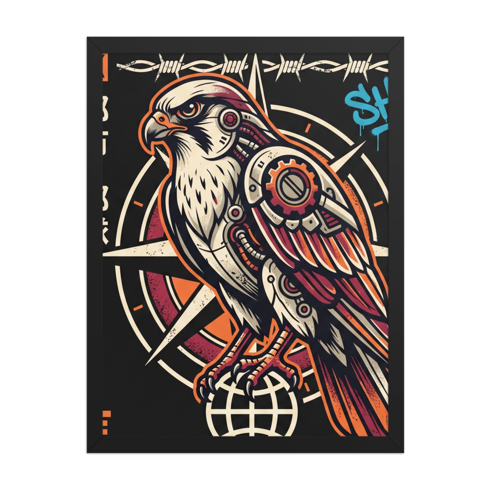 Cyber Hawk Wall Art – Futuristic Mecha Falcon