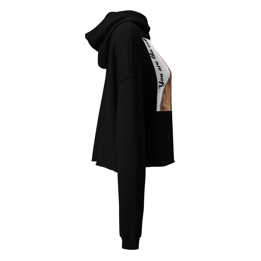 Streetwear Black Crop Hoodie with Cat Graphic thumbnail 3