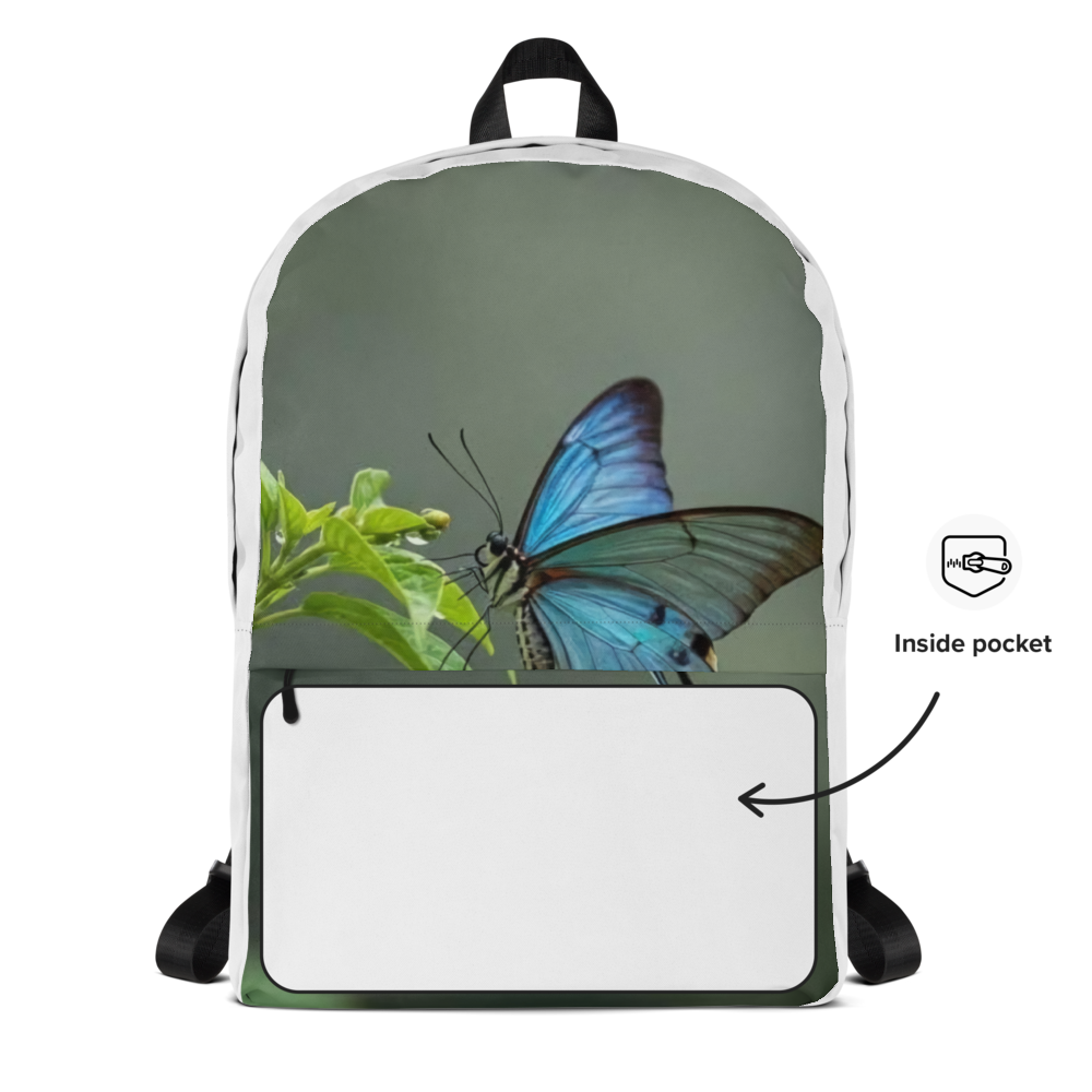 Mystic Blue Butterfly Macro Art Premium Backpack thumbnail 2