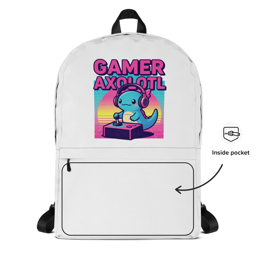 80s Retro Synthwave Gamer Axolotl Gaming Apparel thumbnail 2