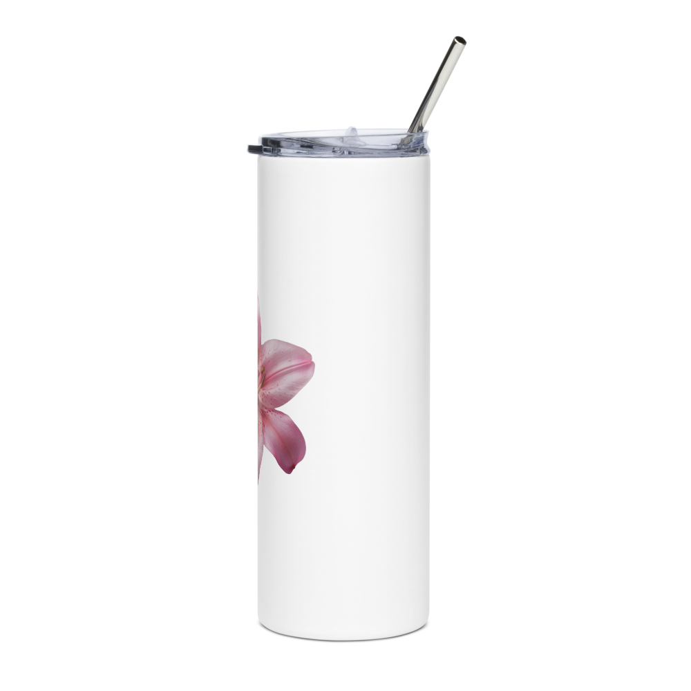  Watercolor Pink Lily Stainless Steel Tumbler  thumbnail 3