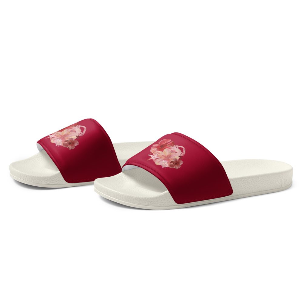 Floral Hibiscus Print Women Slides thumbnail 4