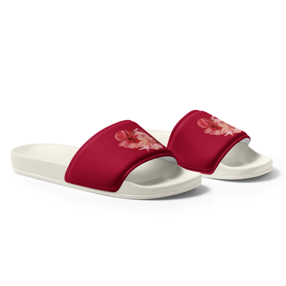 Floral Hibiscus Print Women Slides thumbnail 3