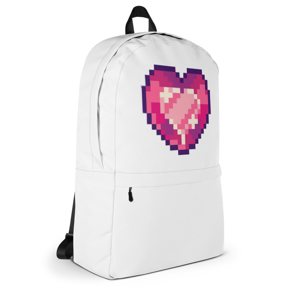  Pixel Art Heart White All-Over Print Backpack thumbnail 4