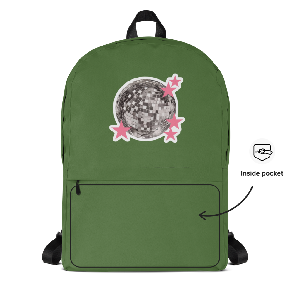  Retro Disco Fever All-Over Print Backpack – Olive thumbnail 4