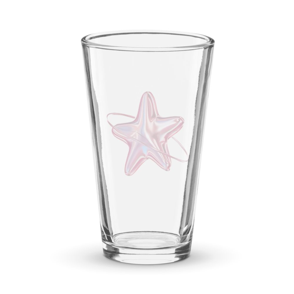 Minimalist Pink Star Clear Drinking Glass thumbnail 2