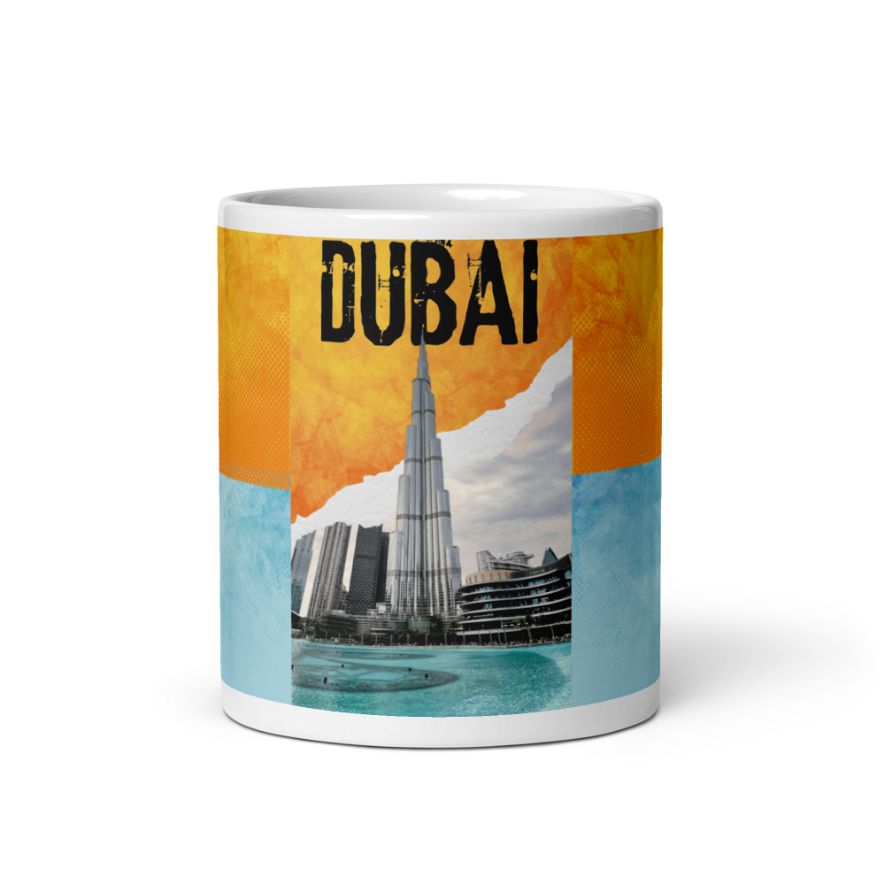 Dubai Skyline Vintage Travel Mug thumbnail 3