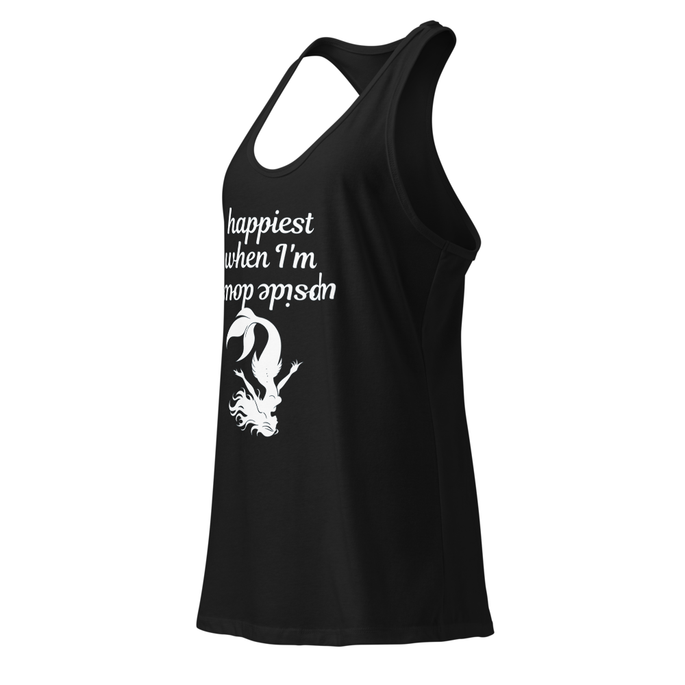 Happiest when I'm upside down - racerback tank top thumbnail 3