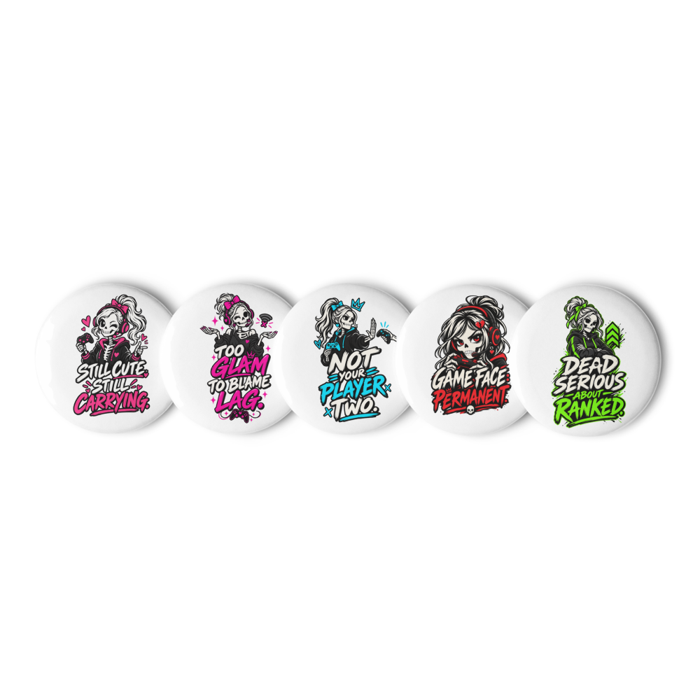 Gamer Girl Skeleton Pin Button Set thumbnail 2