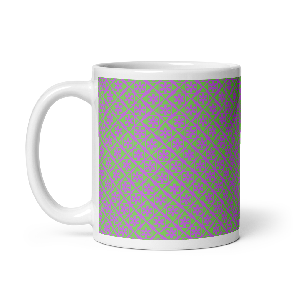 Patterned Ceramic Mug — Purple Green Geometric Des thumbnail 2