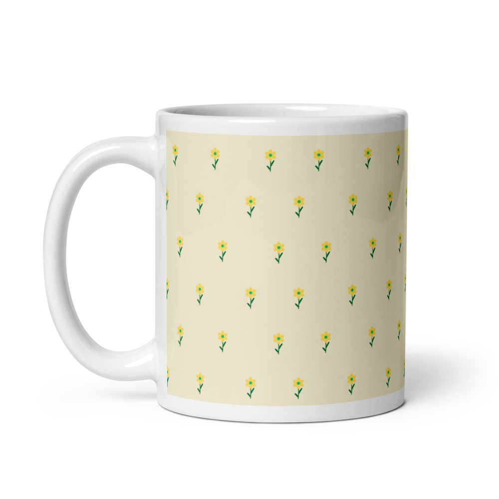 Coffee Mug — "Coffee & Positive Vibes" Floral Acce thumbnail 2