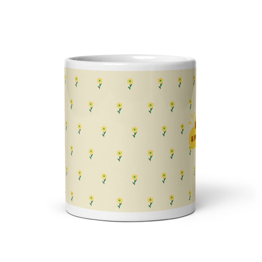 Coffee Mug — "Coffee & Positive Vibes" Floral Acce thumbnail 3