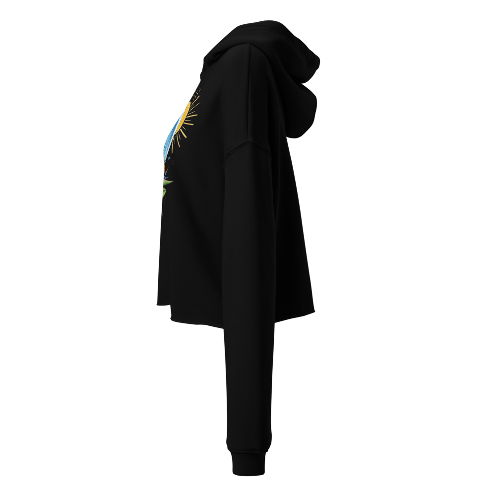 Tropical Sun & Ocean Wave Women's Cropped Hoodie . thumbnail 2