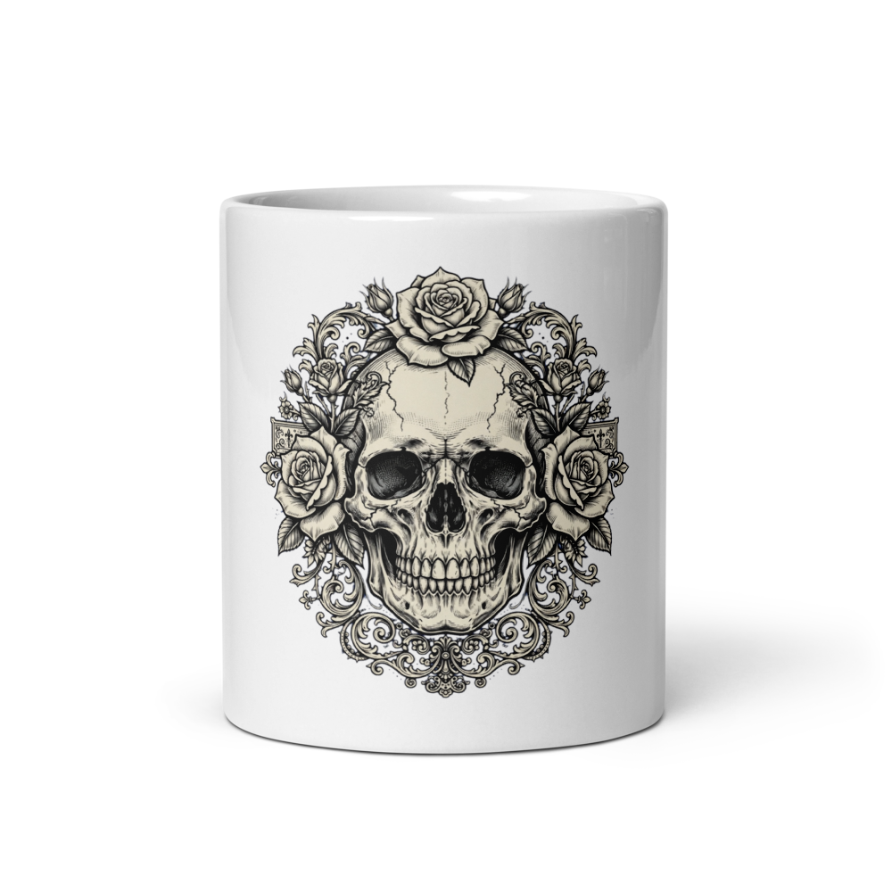 Skull White Glossy Mug thumbnail 3