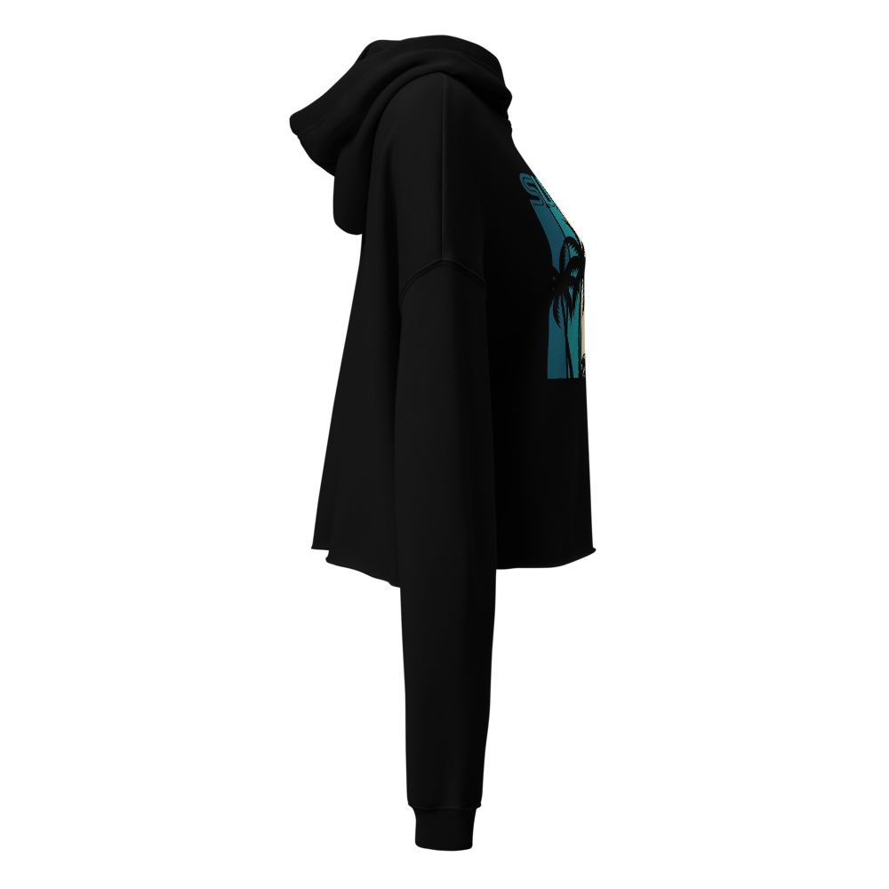 womens casual black cropped hoodie  thumbnail 3