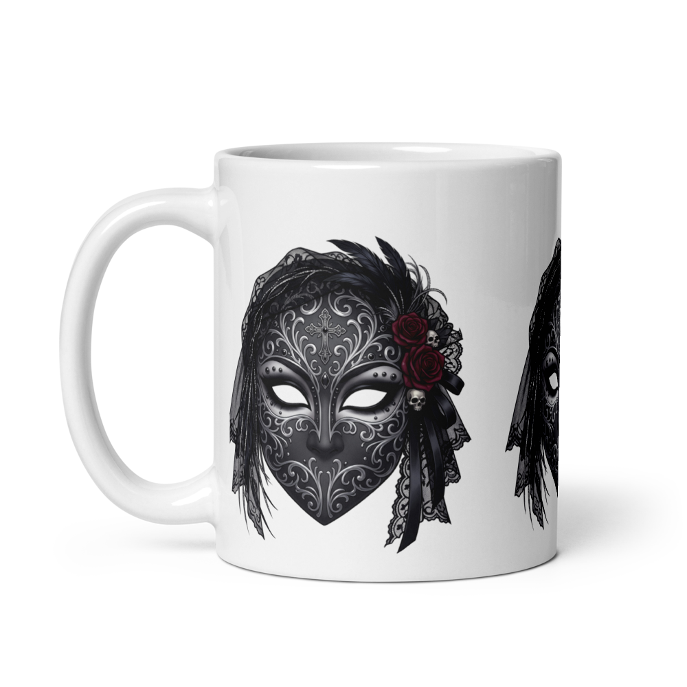 Gothic Venetian Masquerade Mask Glossy Mug thumbnail 2