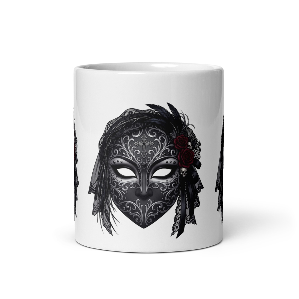 Gothic Venetian Masquerade Mask Glossy Mug thumbnail 3