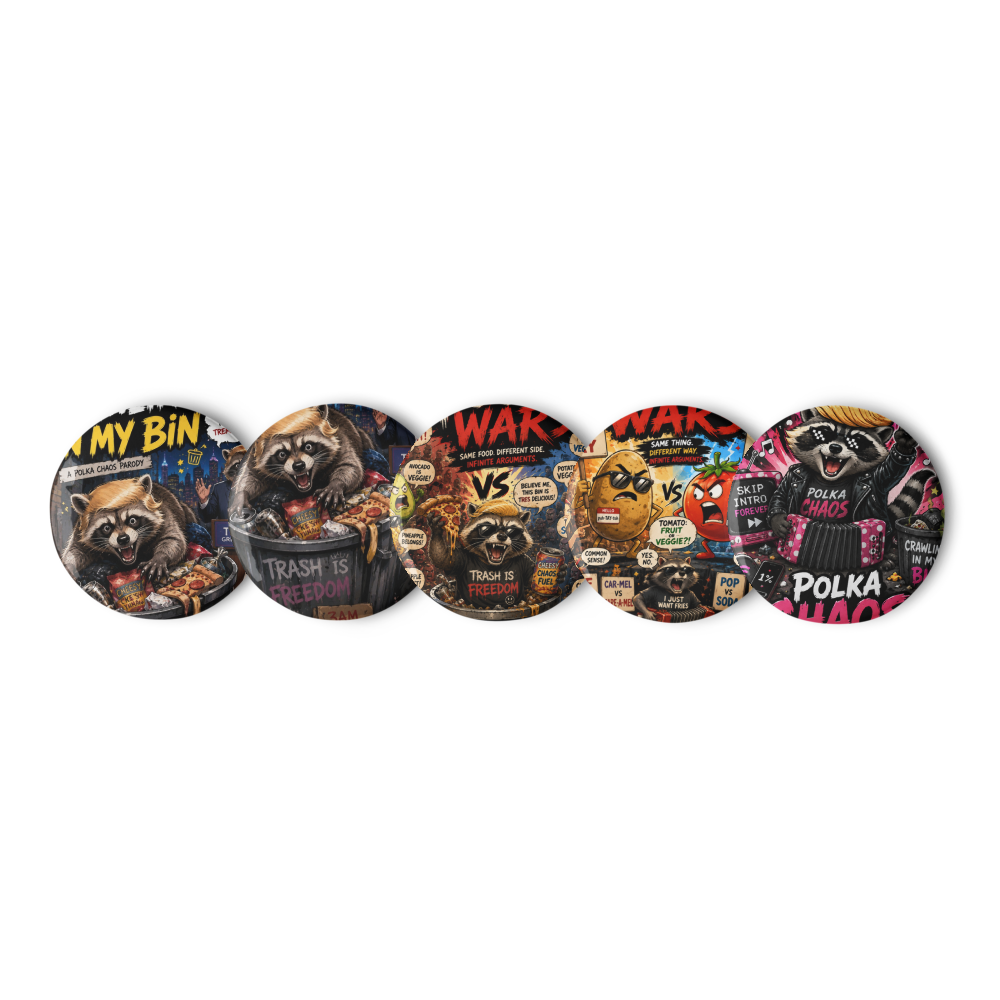 Crawling in My Bin - Raccoon Badges thumbnail 2