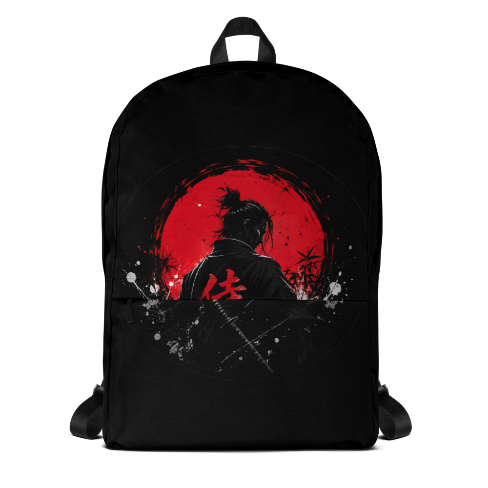 Japanese Samurai Red Sun Aesthetic Backpack thumbnail 2