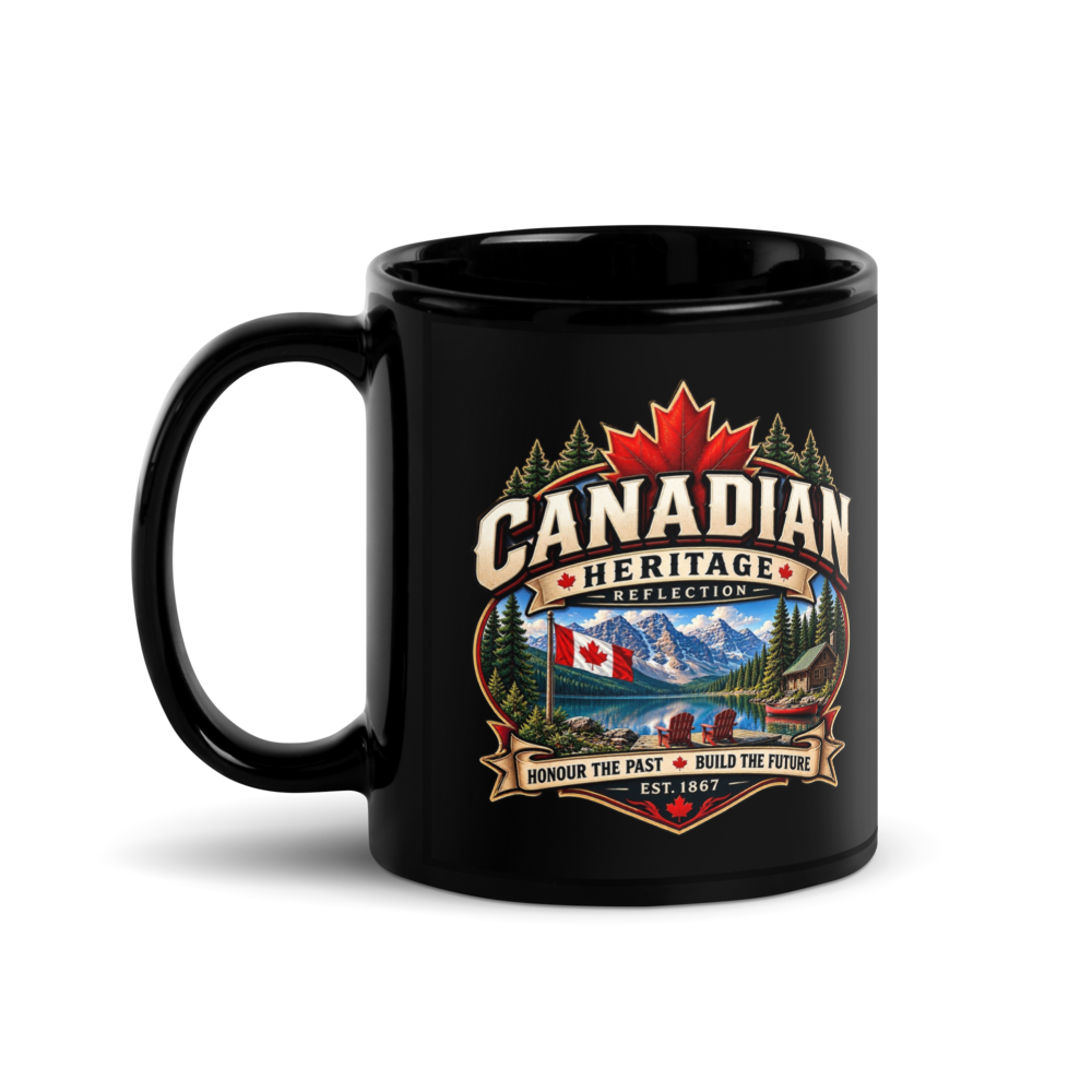 Canadian Heritage Reflection Black Coffee Mug